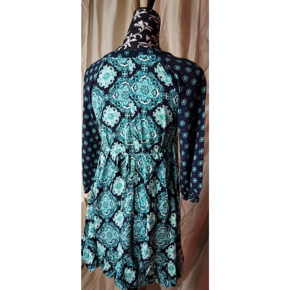 Justice Knee Length Keyhole Dress with Ruffle and 3/4 Sleeves Girls Size 16